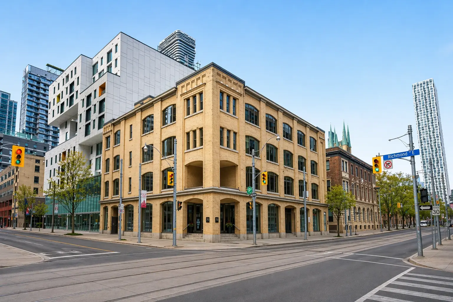 Old Town intersection with modern architecture 1