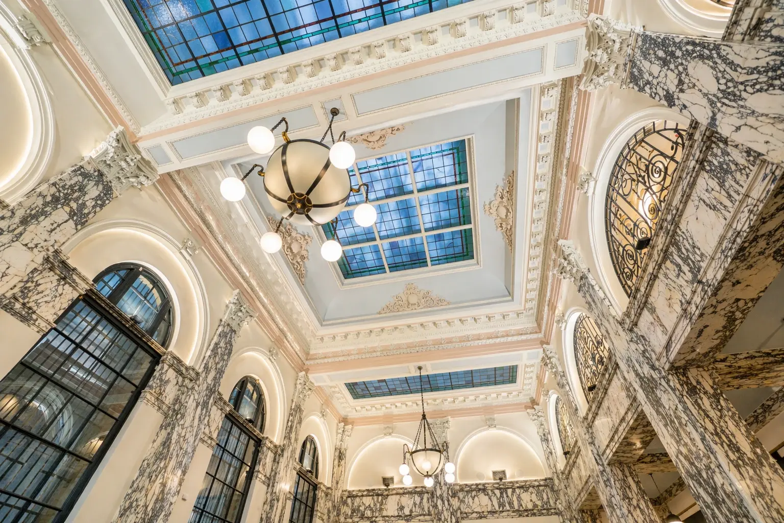 Grand classical atrium with stained glass 1