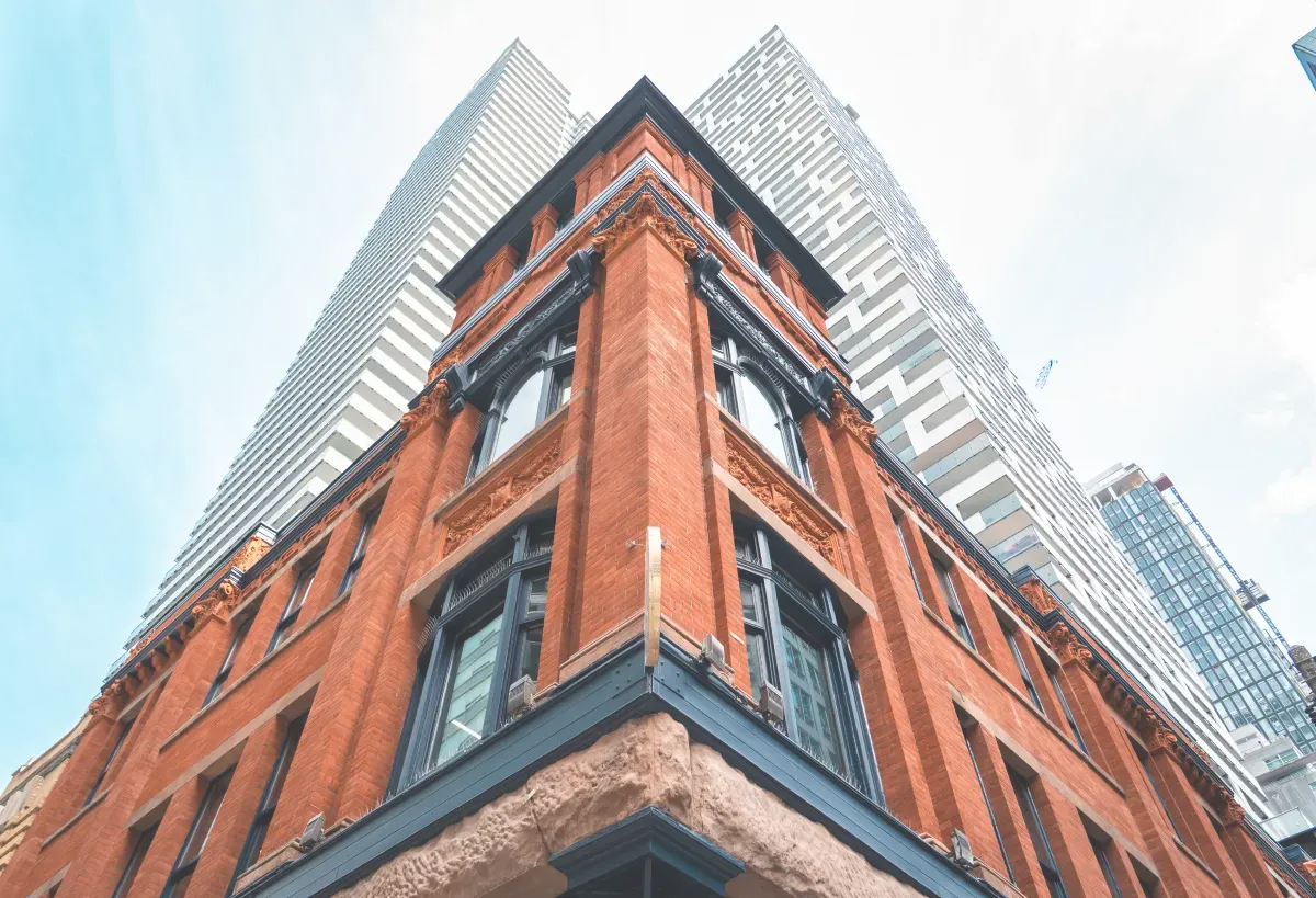 Corner view of building