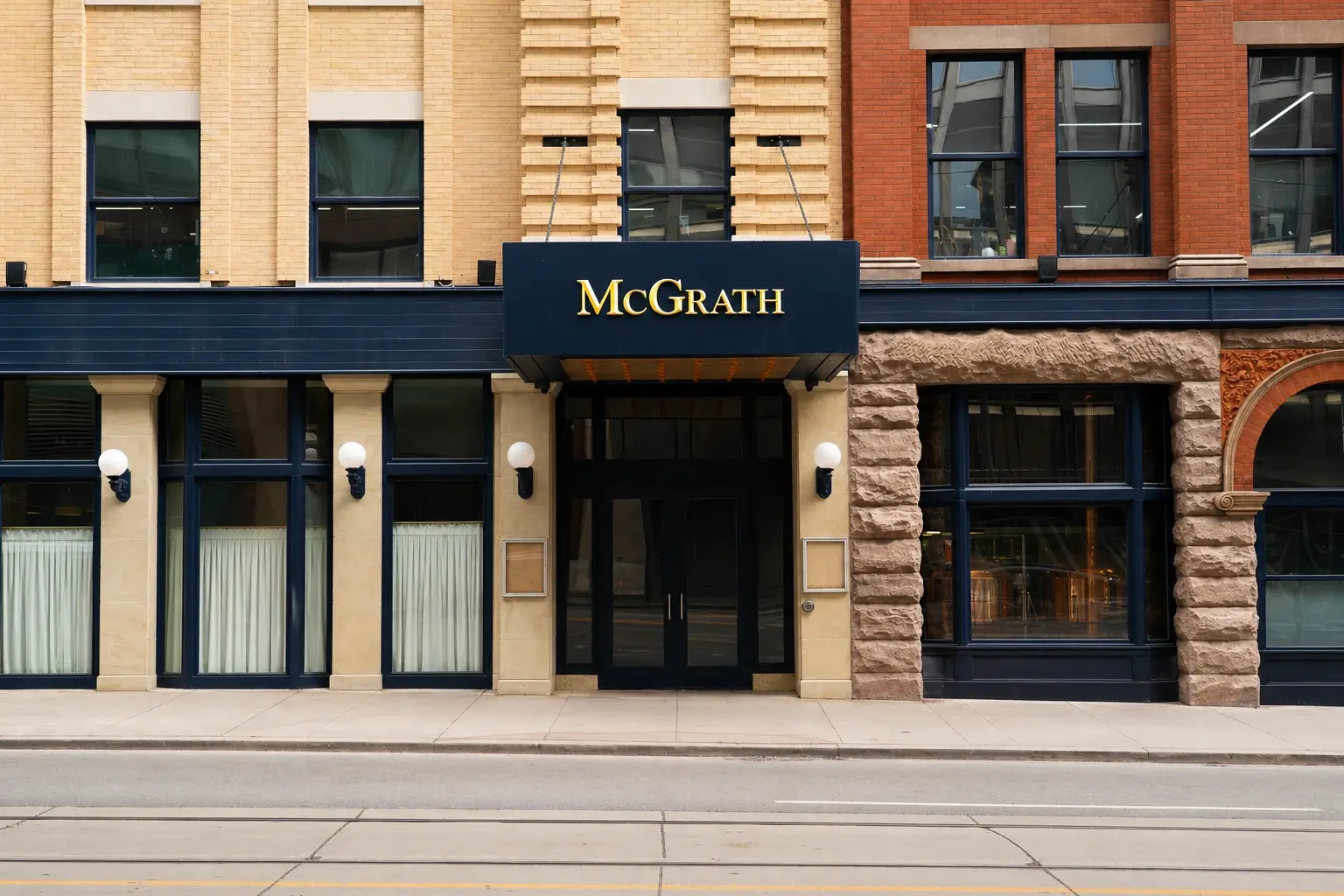 Elegant urban building with McGRATH sign