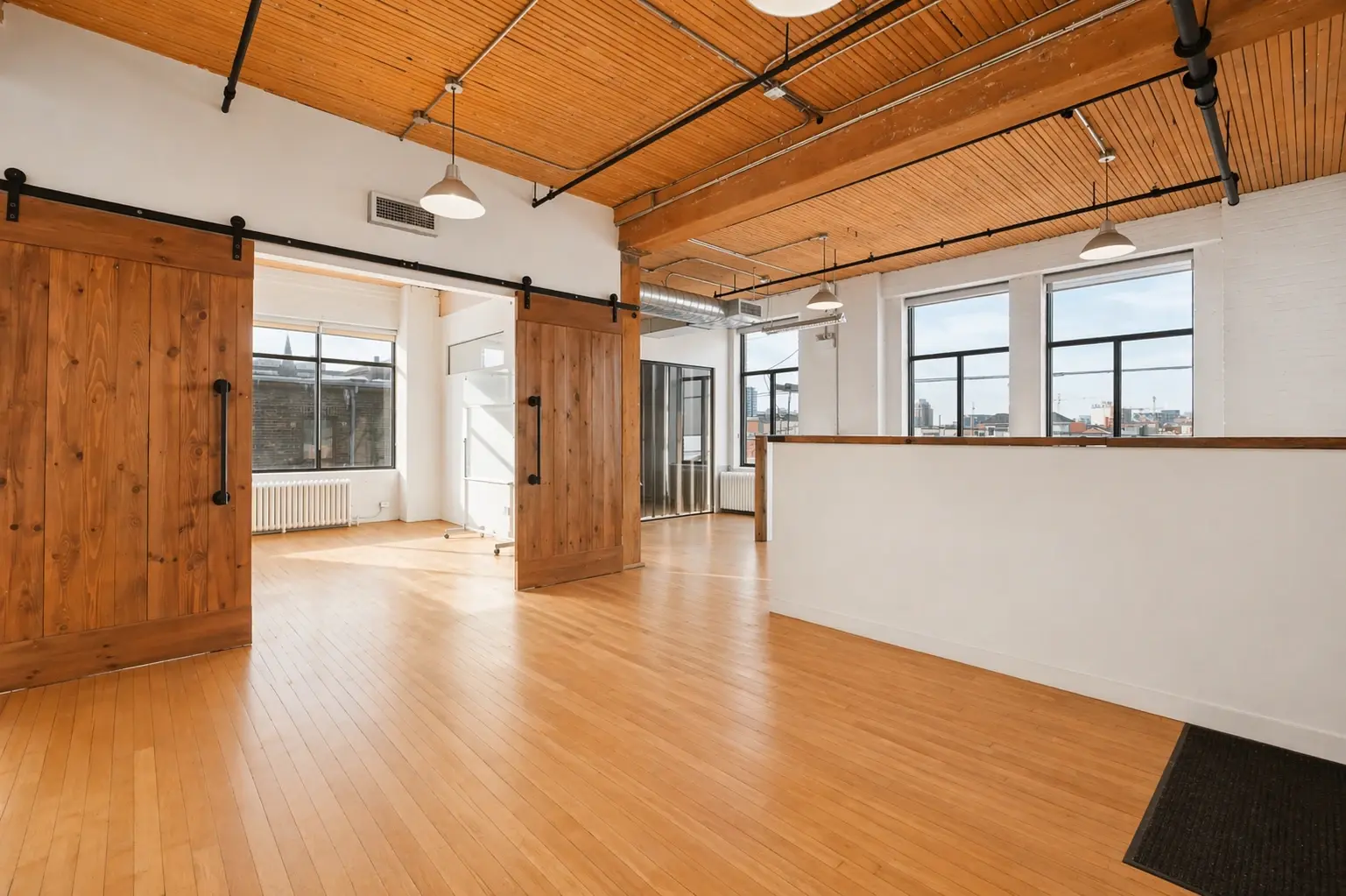 Bright industrial loft with wooden accents 1